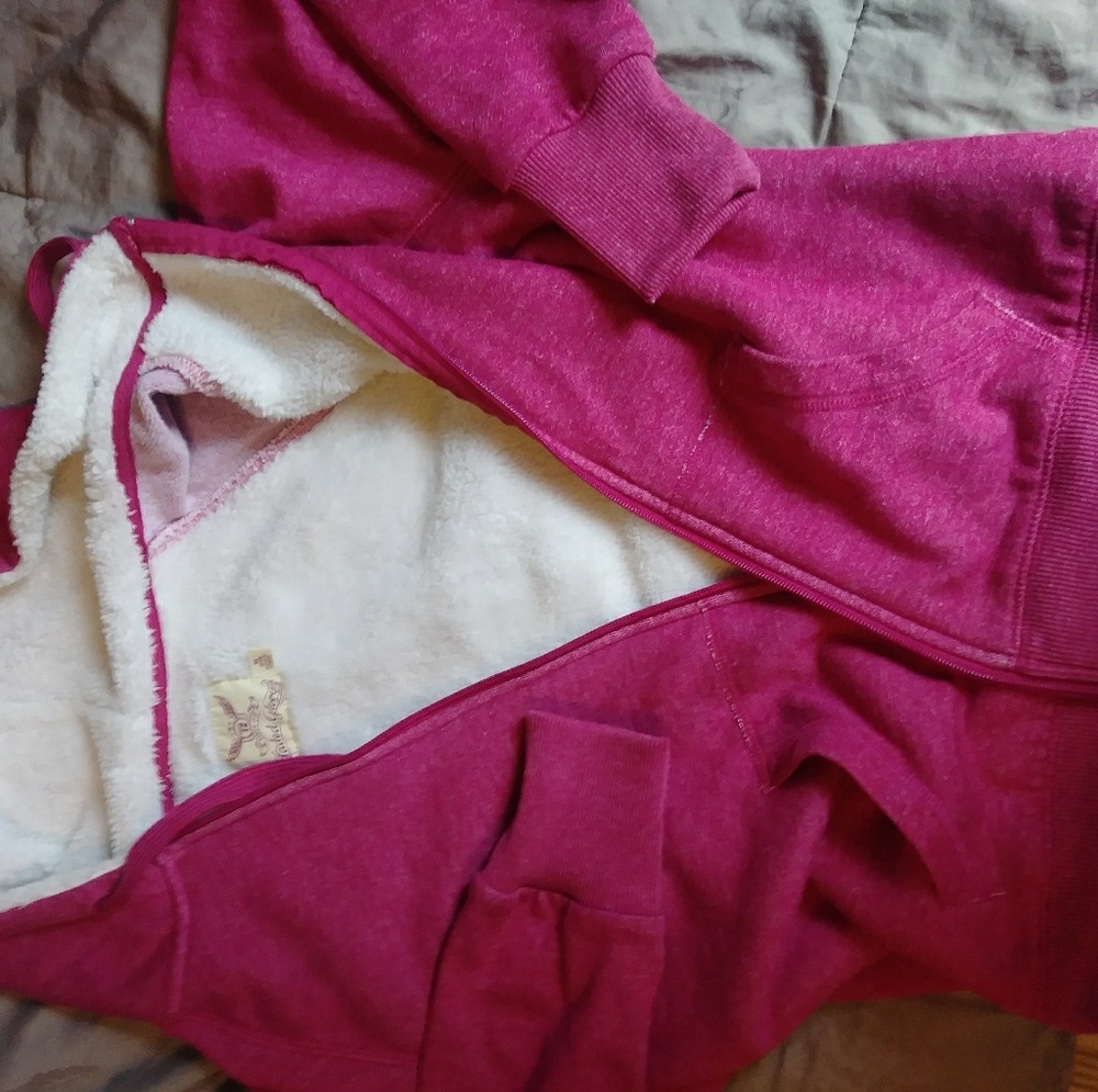 Pink zip up shearing like hoodie